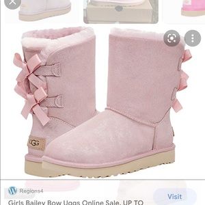 Pink Bailey Bow Uggs with water repellant